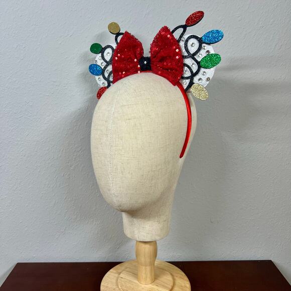 🎄 Christmas Lights Minnie Ears | Disney-Inspired Christmas Mouse Ears Headband - Picture 3 of 5